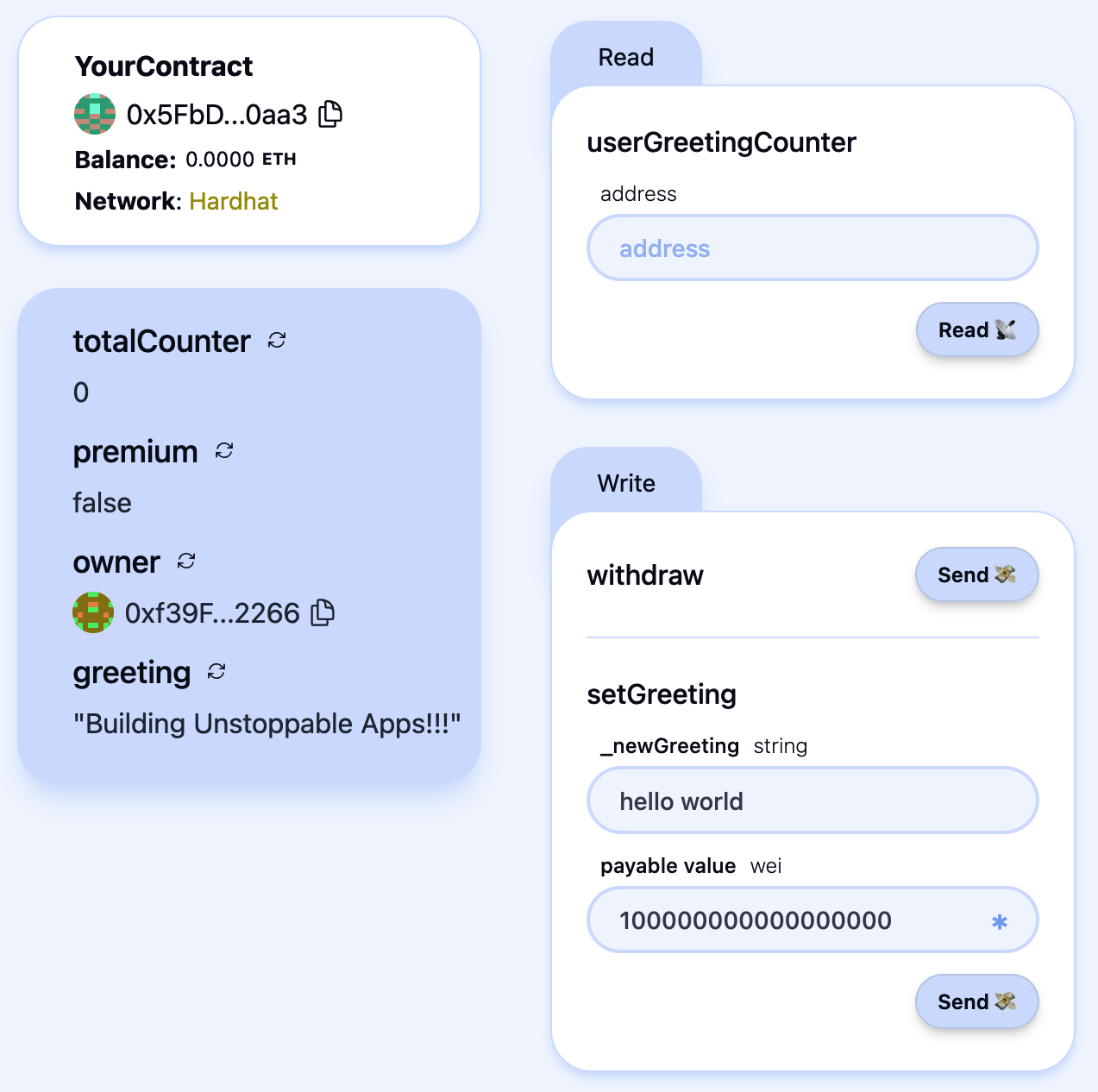 Contract state before transaction
