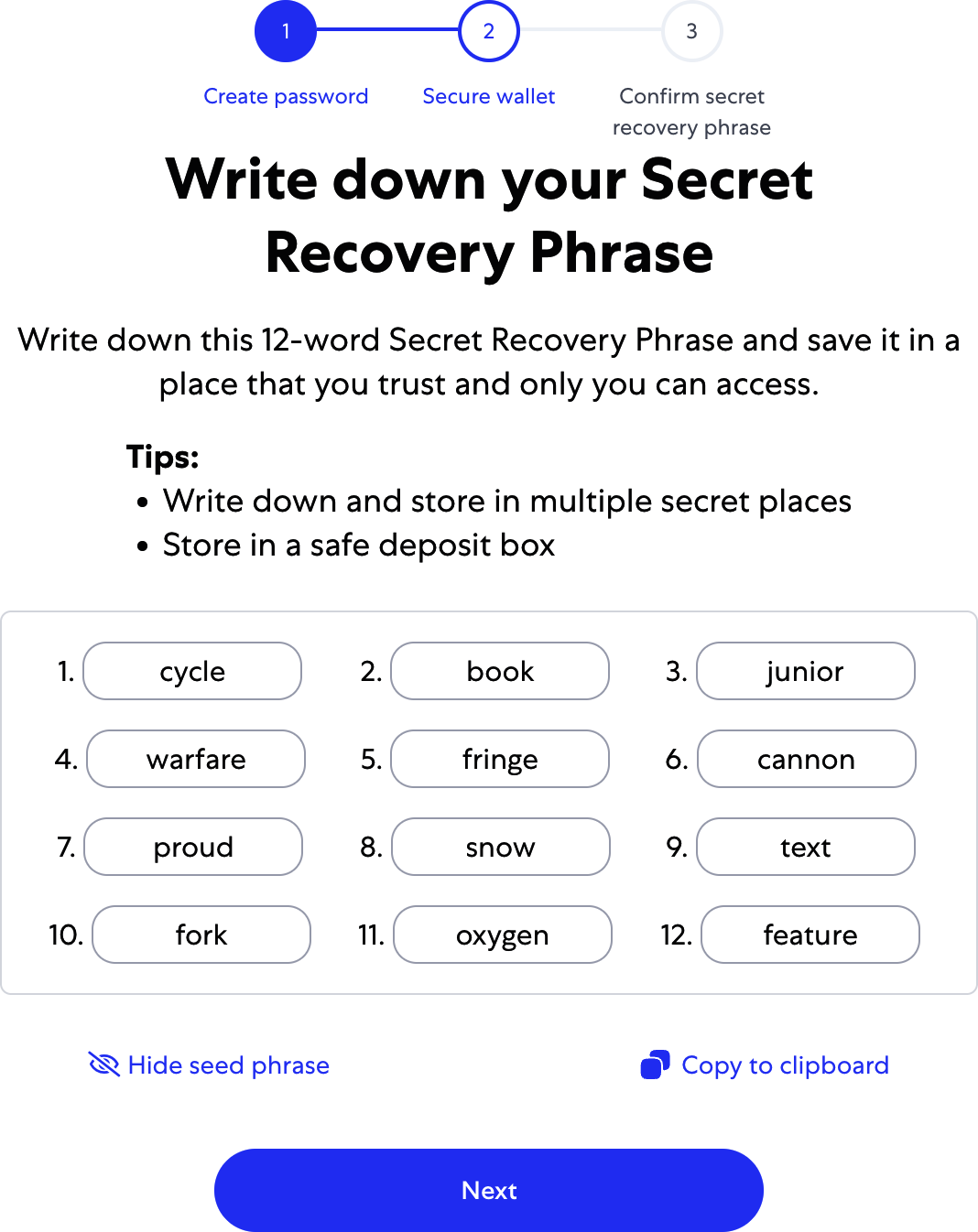 The mnemonic backup of your wallet created by MetaMask
