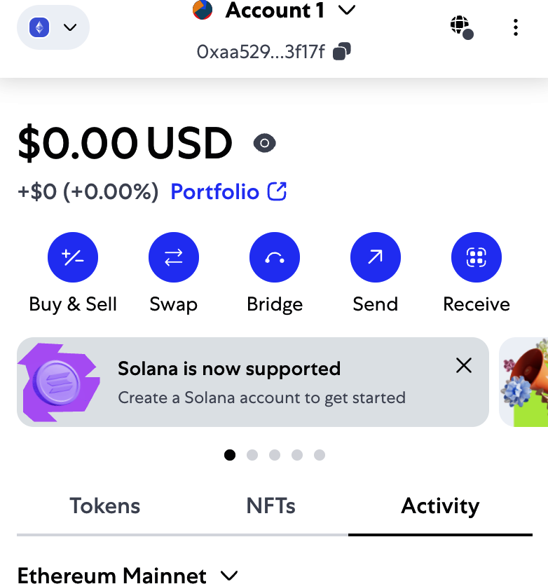 Your Ethereum account in MetaMask
