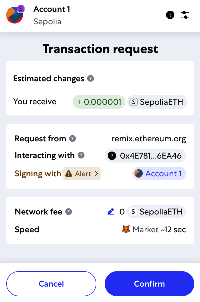 MetaMask transaction to call the withdraw function