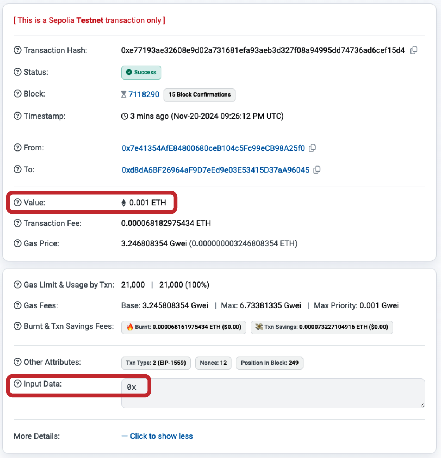 Transaction with only value