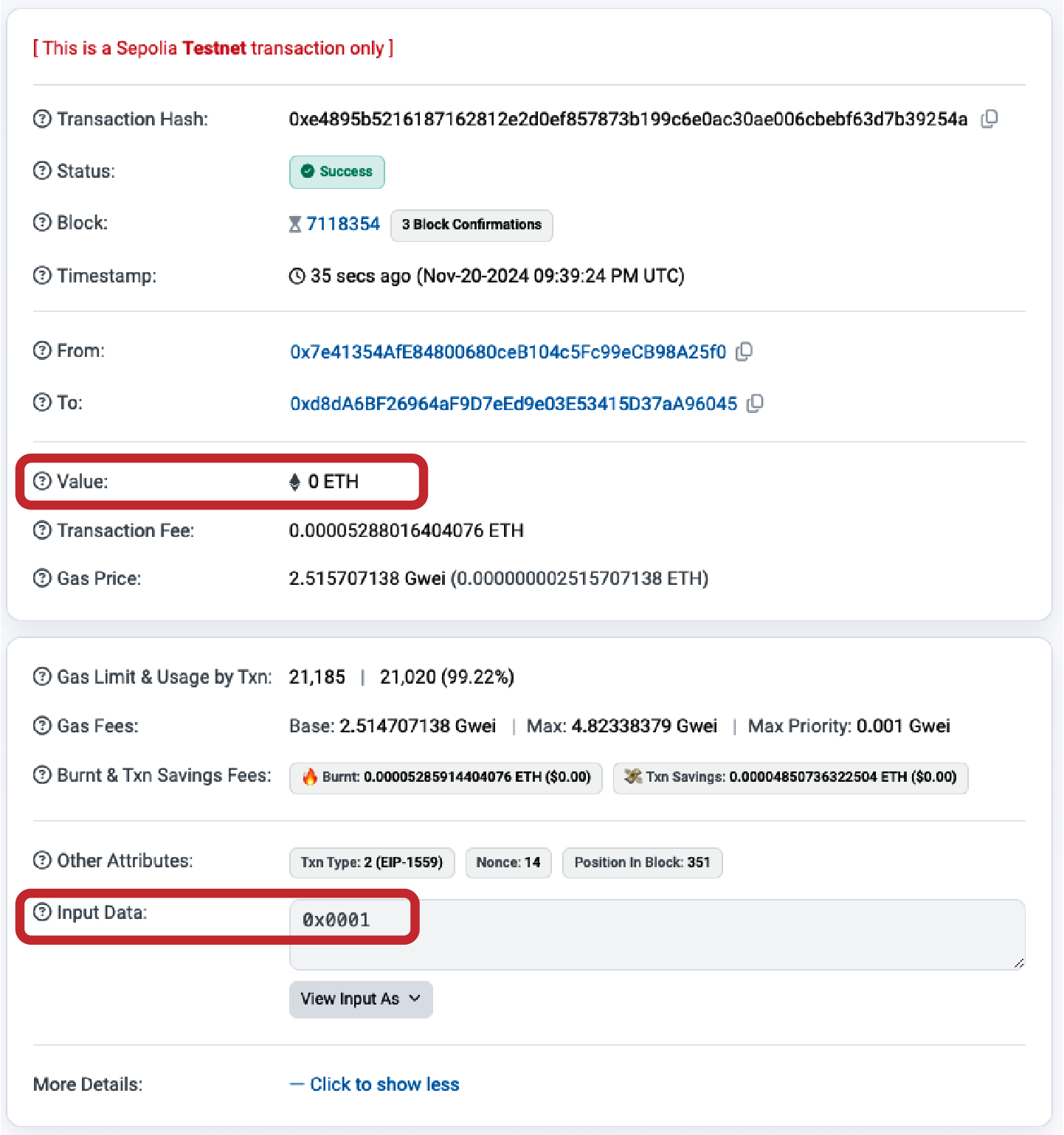 Transaction with only data