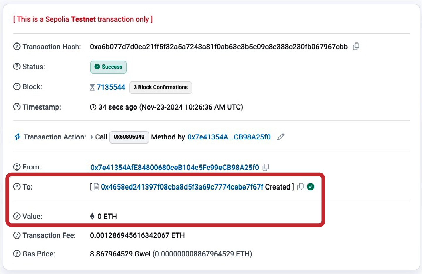 Contract creation on Etherscan