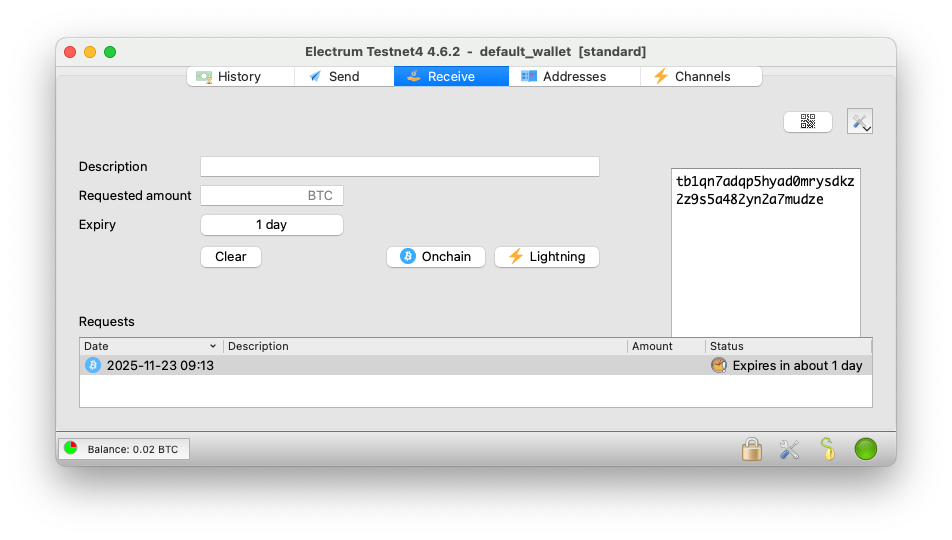 Electrum 接收地址